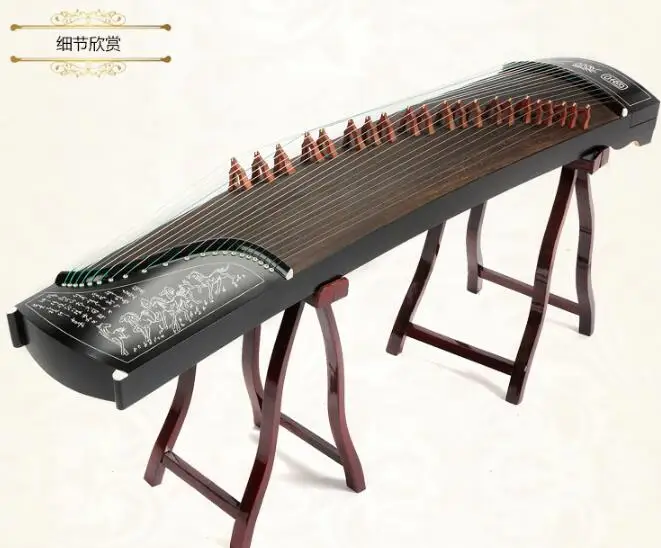 Имитация черного дерева 10 уровень игры guzheng резные модели китайский 21 струны Zither музыкальный инструмент с полным набором аксессуаров - Цвет: 1