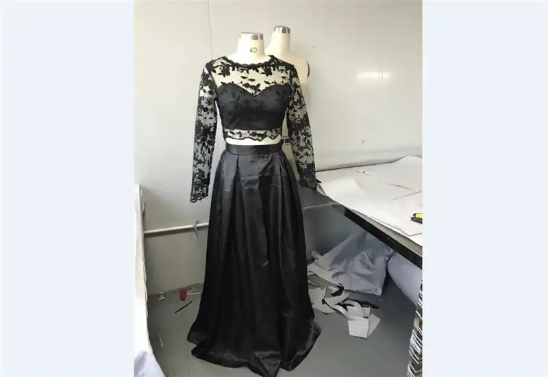 2pcs Sexy Women Long Sleeve Lace Floral Hollow Out T Shirt High