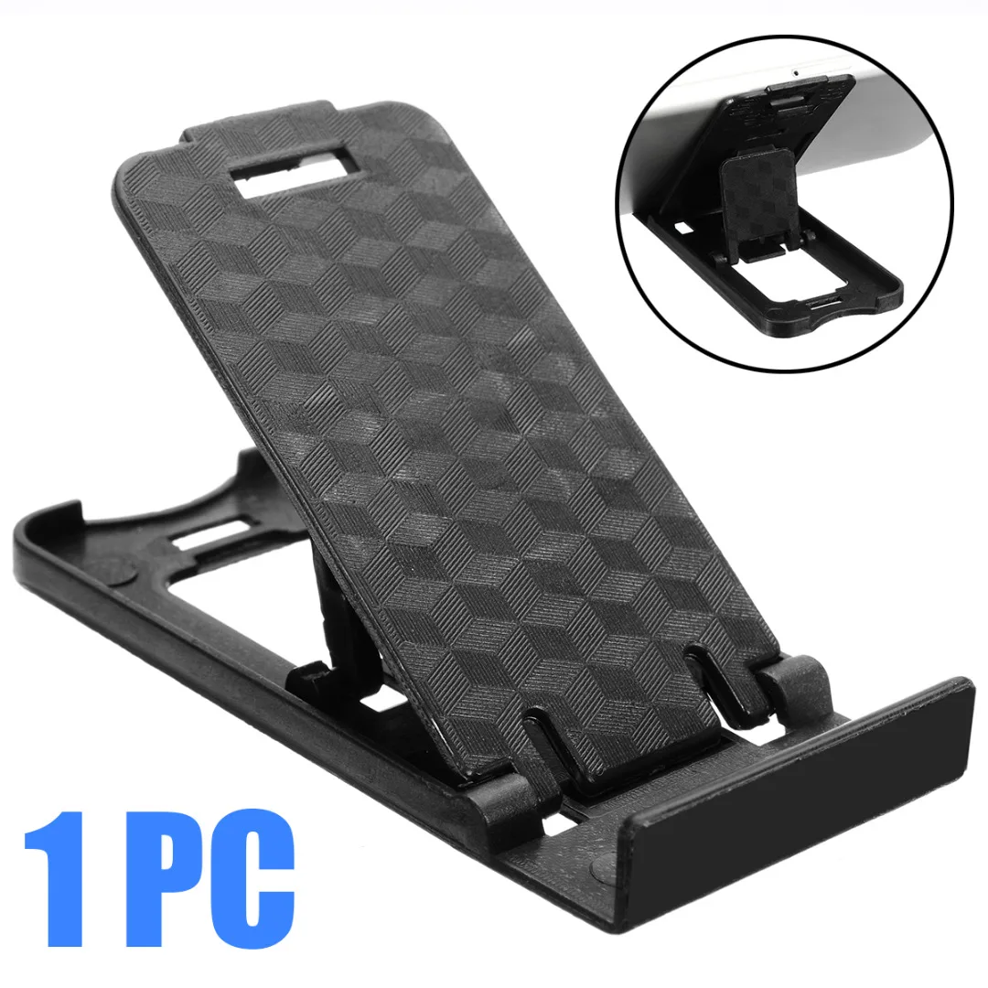 Portable ABS Mini Plastic Mobile Cell Phone Holder Bracket Black Foldable Desk Stand For Huawei Xiaomi Phone Holder 6.3x3x0.7cm
