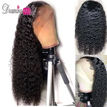 13x6 Синтетические волосы на кружеве человеческих волос парики для чернокожих Для женщин Реми бразильские Джерри вьющиеся Синтетические волосы на кружеве парик предварительно вырезанные с детскими волосами мечтать