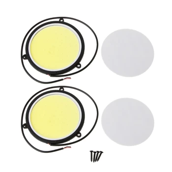

2PCS DC12V 90mm COB Car DRL Round Shape Daytime Running Light White LED Lights