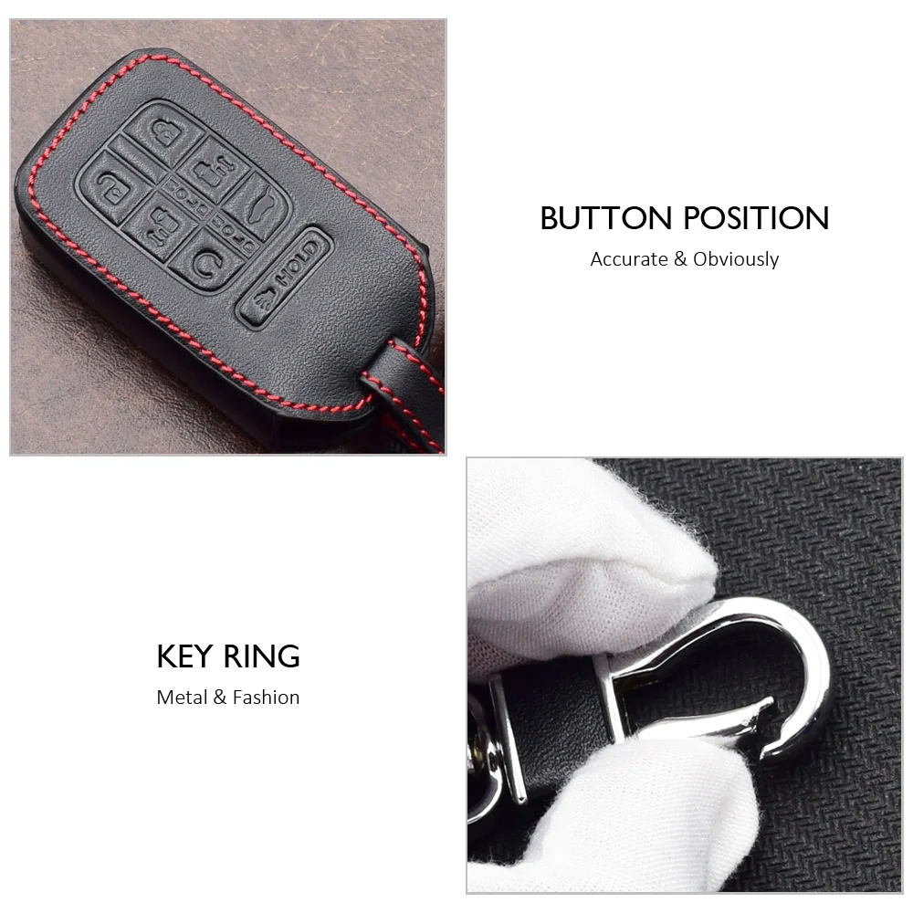 7 Buttons Leather Car Key Case For Honda Odyssey Smart Keyless Remote Fob Cover Keychain Holder Bag Auto Accessories