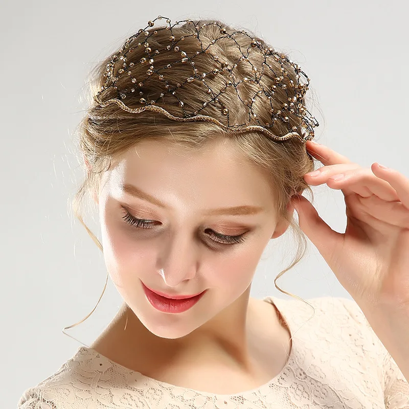 Popular Women Crystal Flower Hair Hoop Bridal Feather Hair Band Tiara Headwear