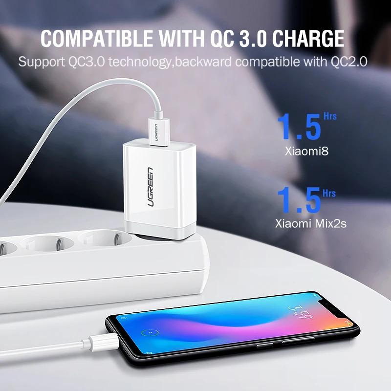 Продажа Ugreen font b USB b font зарядное устройство, супер быстрое зарядное устройство для Huawei Xiaomi iPhone X 8 7, быстрое 3,0 зарядное устройство для телефона, адаптер ЕС, за...