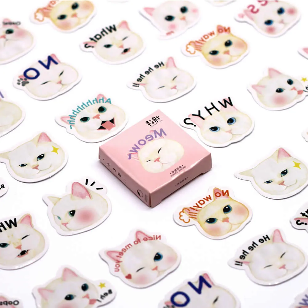 1pcs White Cat Cute Cartoon Stickers Action Figure &amp Toy Figures Gift Toys Boy Girl Children | Игрушки и хобби