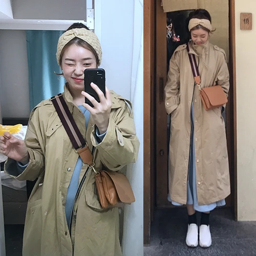 

Autumn Winter Korean Loose Fashionable Long Windbreaker Plus Size Trench Coat for Women Zipper Front Casual Outwer Female Coats