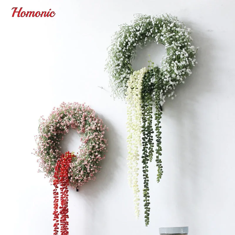 Artificial gypsophila Flower Wreath Door Decoration Hanging Wreaths Flowers Garland Artificial
