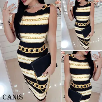 

2019 Fashion Women Boho Printed Casual Elastic Bodycon Beach Dress Sleeveless Print Dress Skinny High Waist Sexy Party Dress