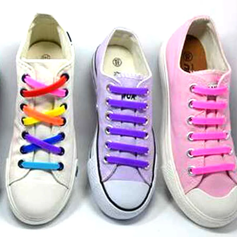 JUP 1-12 Sets(14Root/Set) Glow Blue and Green Laces Novelty Without Tie Laces Unisex Elastic Silicone LacesMen Women Sneakers