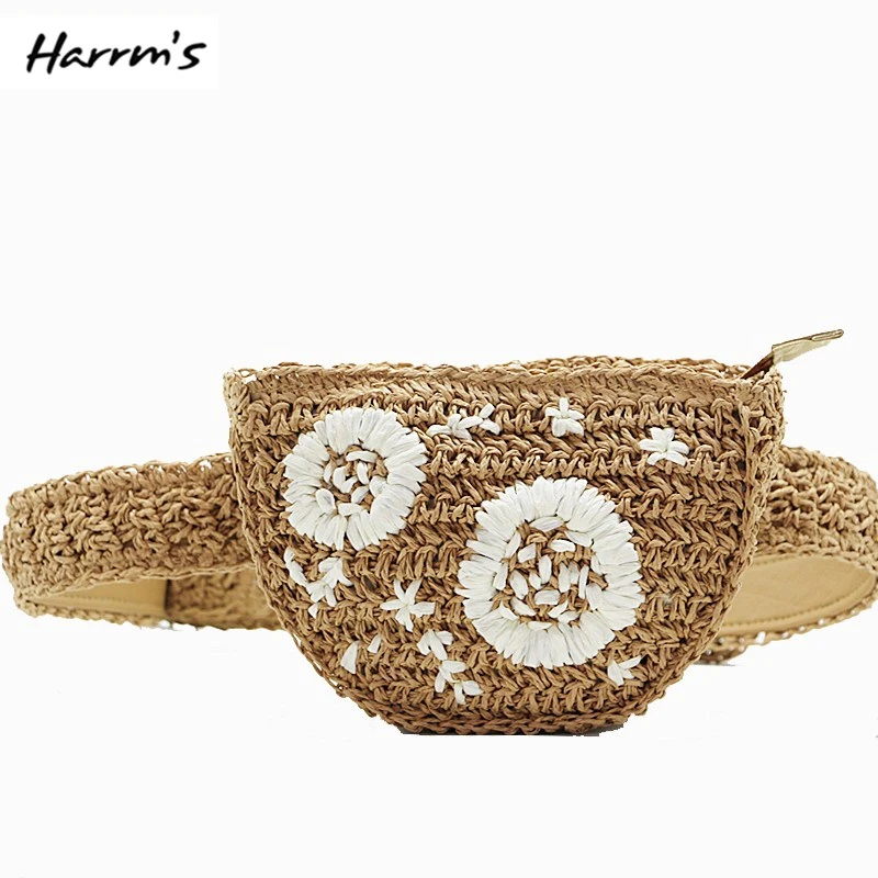 

3 Color Fashion Women Hand Made Straw Waist Packs Fanny Bag Women Shoulder Pouch Travel Hip Messenger Bag High Quality Handbag