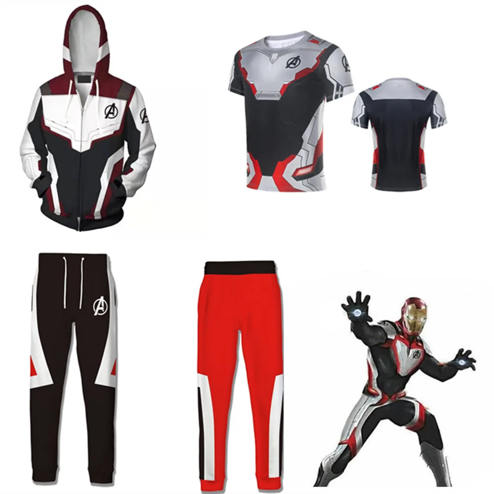 Avengers Endgame Quantum Realm Sweatshirt Jacket Advanced Tech Hoodie Cosplay Costumes superhero T-Shirts Iron Man Hoodies Pant