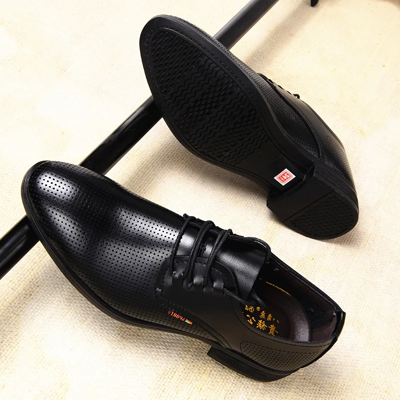 

Summer Men's Shoes Lace up Microfiber Yougth Trendy Leather Shoe Man Pointed toe Hollow Business Casual Flats Comfortable Autumn