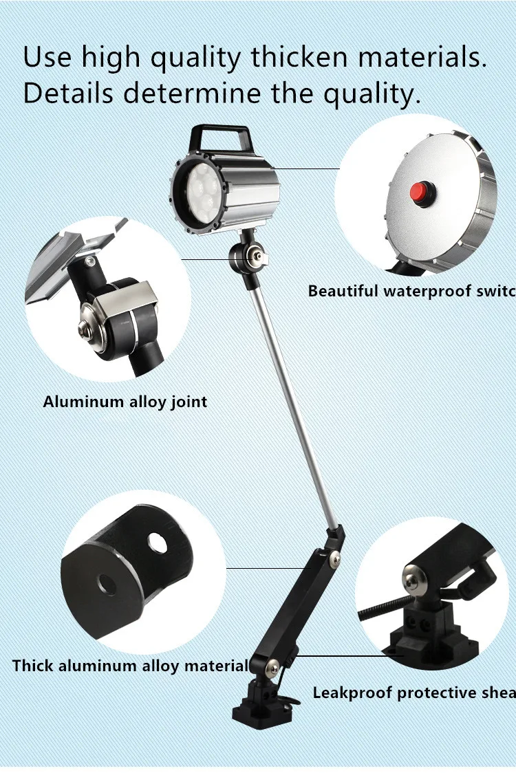 7 Вт/12 Вт светодиодный Длинный рычаг складной IP67 Водонепроницаемый станок с ЧПУ Рабочая лампа Инструмент Расширенный поворотный рычаг анти-масляный светильник