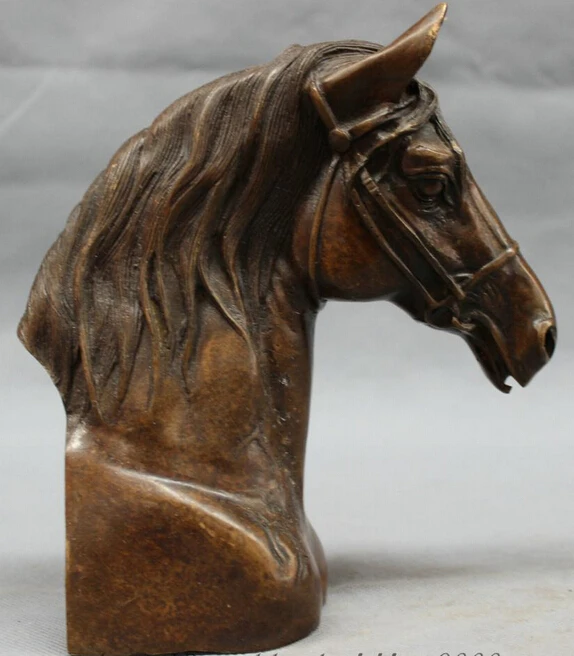 

JP S0610 8" Chinese Bronze Classical Art Year Zodiac Bust Horse Head Statue Sculpture B0403
