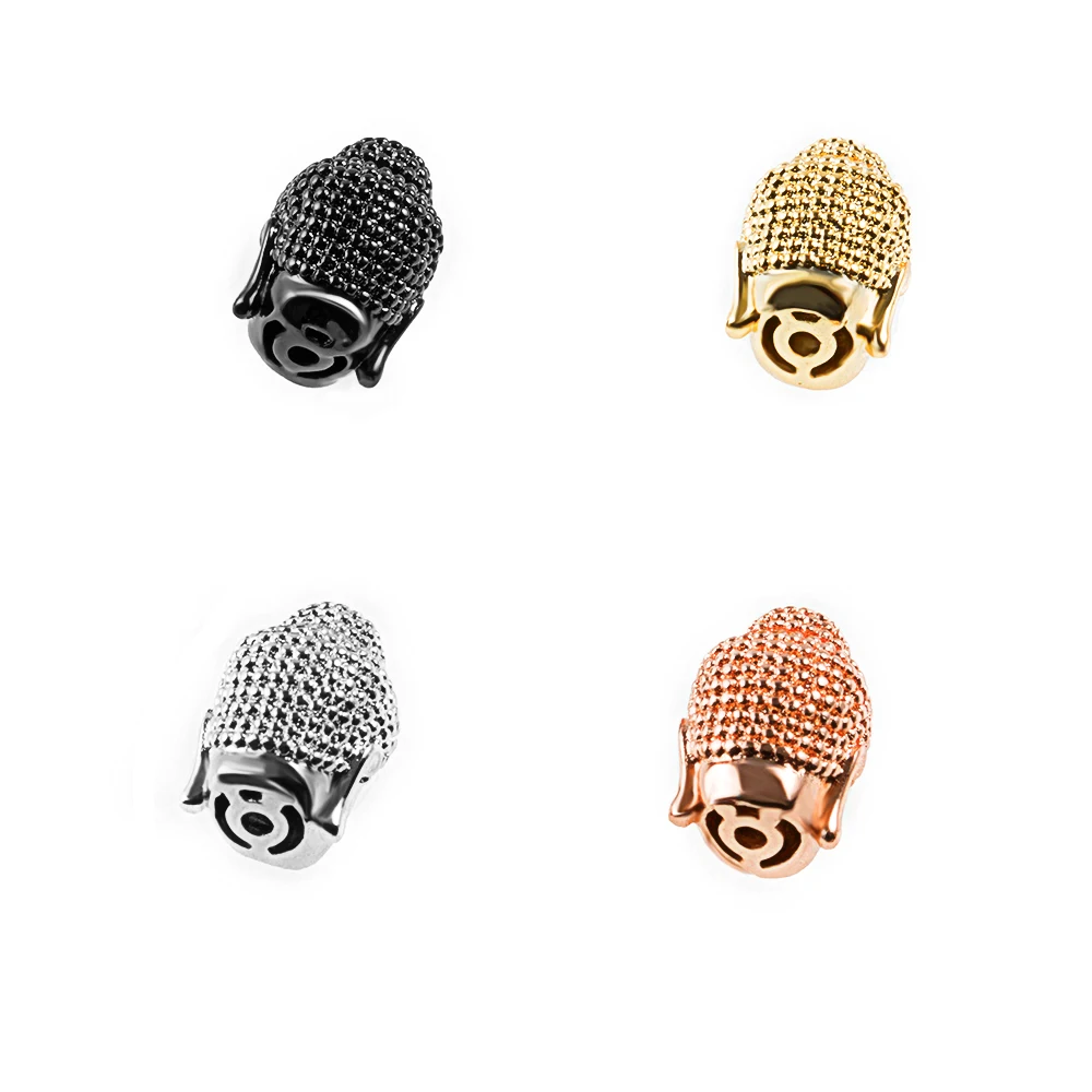 

NEW Supplies Jewelry Gold/Silver Micro Pave Good Cubic Zirconia Brass Metal Small Spacer Buddha head Beads DIY Jewellery