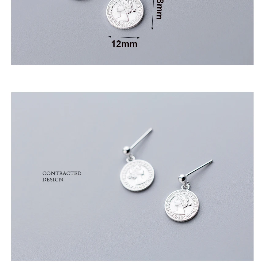 925 Sterling Silver New Vintage Coin Dangle Earrings For Women Head Portrait Drop Earrings Girls Bijoux Charming Jewellery 2019 (5)