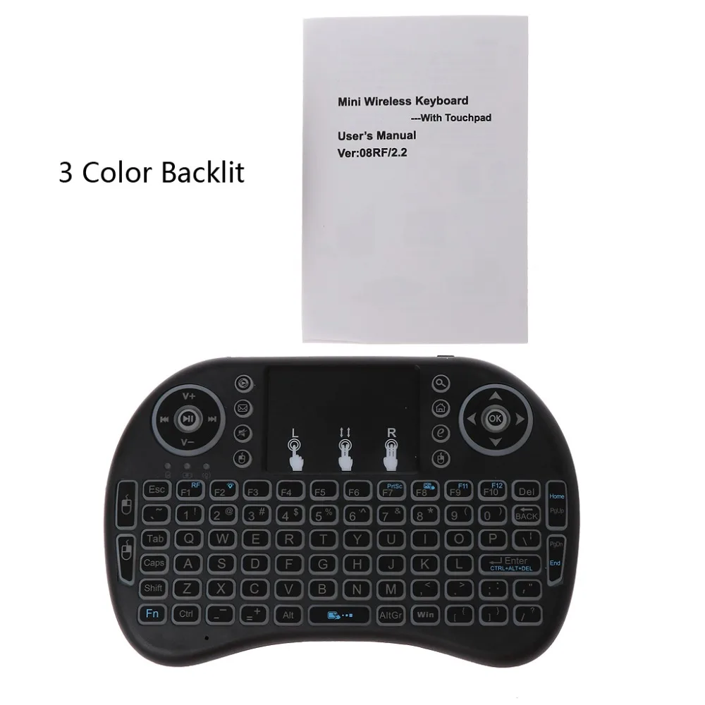 

3 Color Backlit 2.4GHz Wireless i8 Keyboard Touchpad Fly Air Mouse For PC TV PS3