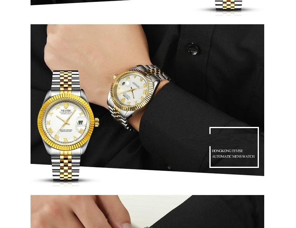 TEVISE Men Mechanical Watches Calendar Automatic Watch Men Diamond Business Causal Male Watches Luxury Waterproof Wristwatches (12)