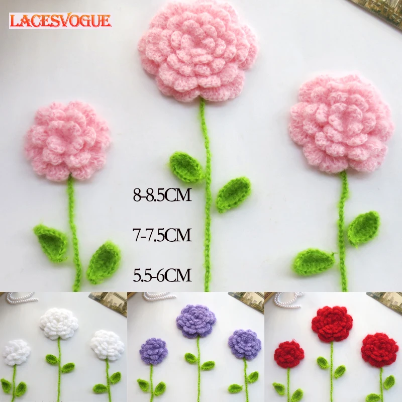 

Crochet Knitted Flower 4 Sets Cotton stuff goods applique Patchwork DIY handmade needlework sewing Clothing accessories LAVO364