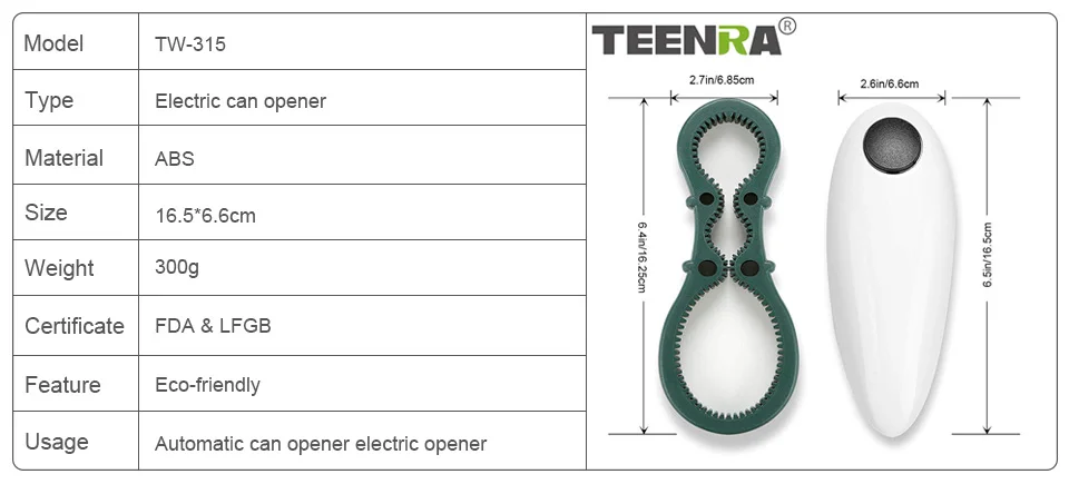 TEENRA электрический консервный нож одно касание автоматический консервный Открыватель открывалка для бутылок Электрический Hands Free Кухонные гаджеты