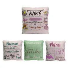 De Nacimiento del Bebé personalizado Impreso Funda de Almohada Puede Elegir Color Cualquier Idioma Puede Ser Puesto Regalo Perfecto para el Bebé