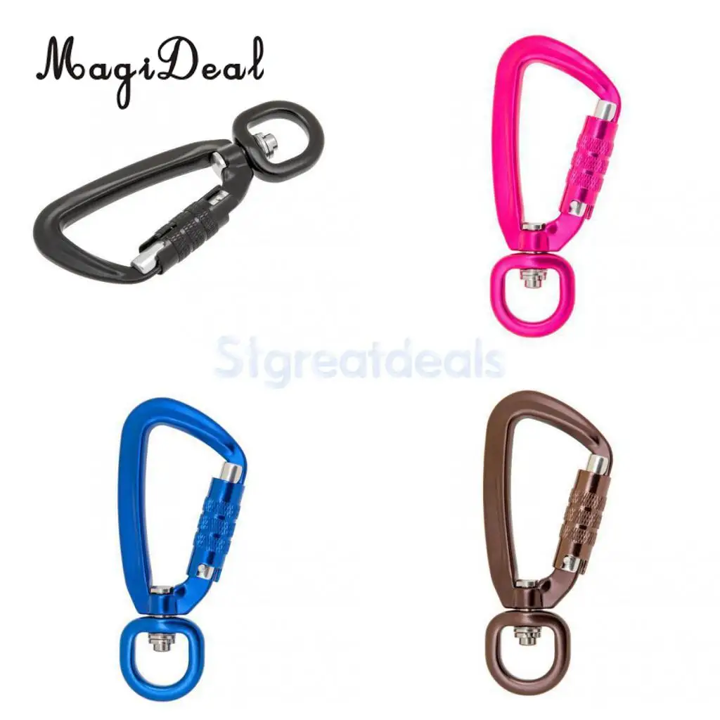 MagiDeal Portable 500KG Auto Locking Carabiner Rotating Ring Outdoor Keychain Hook for Climbing Camping Fishing Hiking Traveling