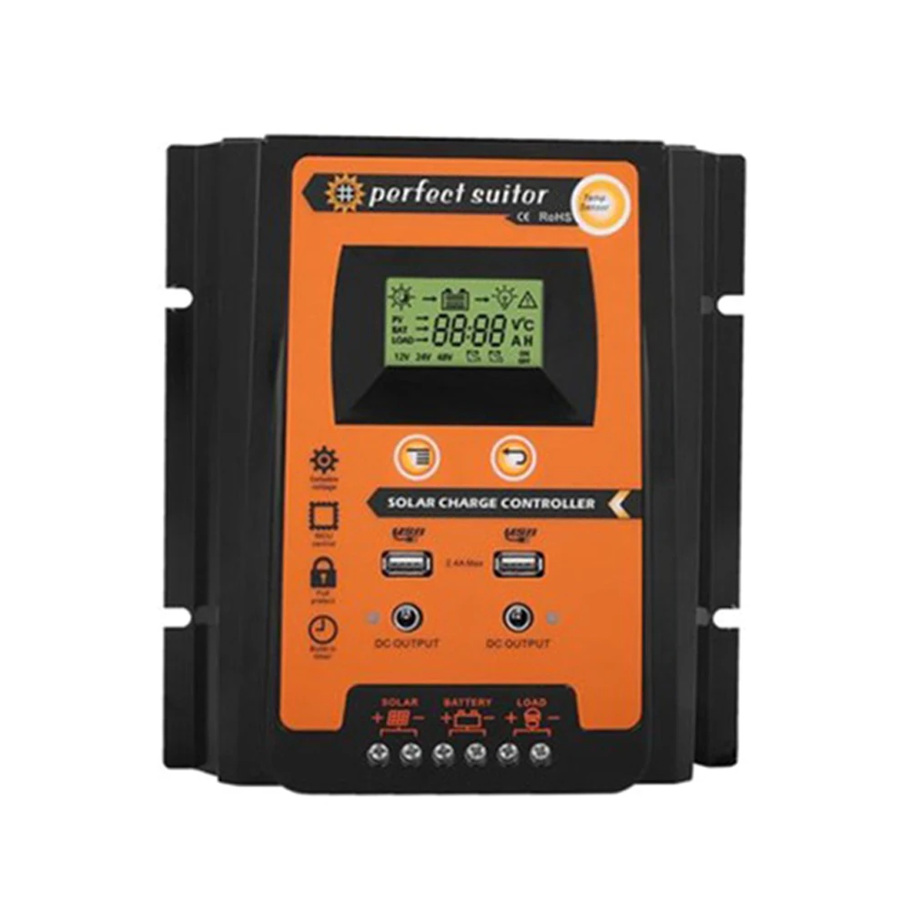

12V/24V Durable LCD Display Battery Regulator Tool Electrical Home Use Solar Charge Controller Panels Overload Protection