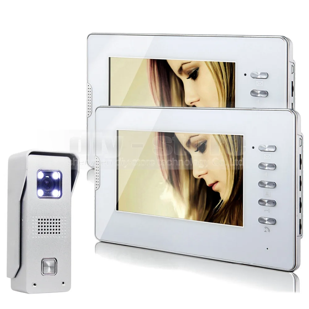 DIYSECUR 7 Inch TFT LCD Monitor Colour Video Door Phone Doorbell Home Intercom System 1V2 White DIYSECUR 7 Inch TFT LCD Monitor Colour Video Door Phone Doorbell Home Intercom System 1V2 White