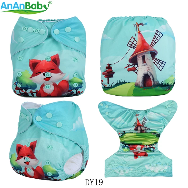 

Ananbaby One Size Pocket Cloth Diaper Waterproof PUL Reusable Diapers Position Digital Print Baby Nappies OS