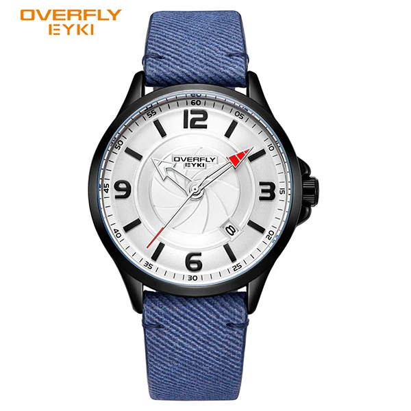 Бренд EYKI, мужские военные спортивные часы, часы с календарем, мужские часы из кожи ПУ, светящиеся наручные часы с указателем, часы, Relogio Masculino Box - Цвет: blue white watch