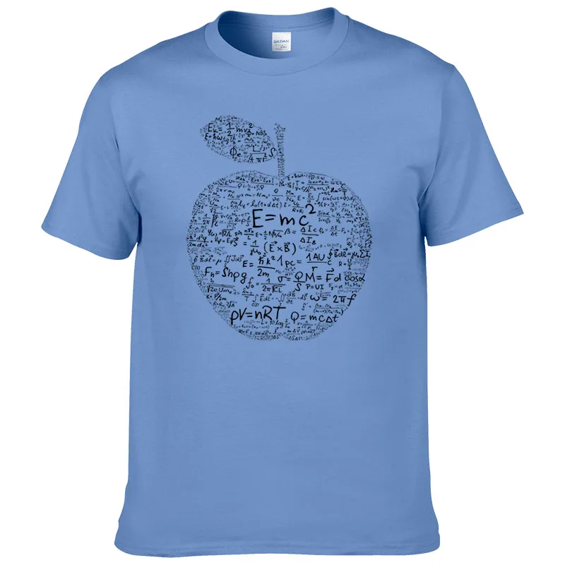 Лето яблоко математическая формула Футболка Мужская Формула формула с принтом Футболка хлопок тройники#166 - Цвет: Sky blue