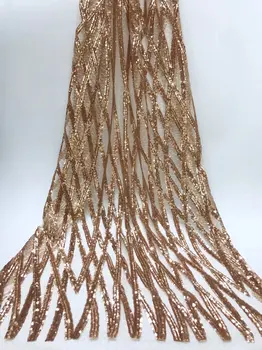 

2019 Beautiful Gold Line Sequins african laces High quality french lace fabric for nigerian wedding party Dress for women men