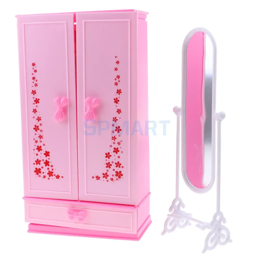 Cute 1 6 Scale Dollhouse Miniature Princess Wardrobe With Mirror