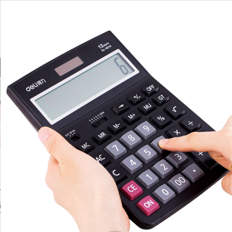 

Deli 1PC 12 Digital LCD Display calculator solar and battery power multi-functional solar office business type