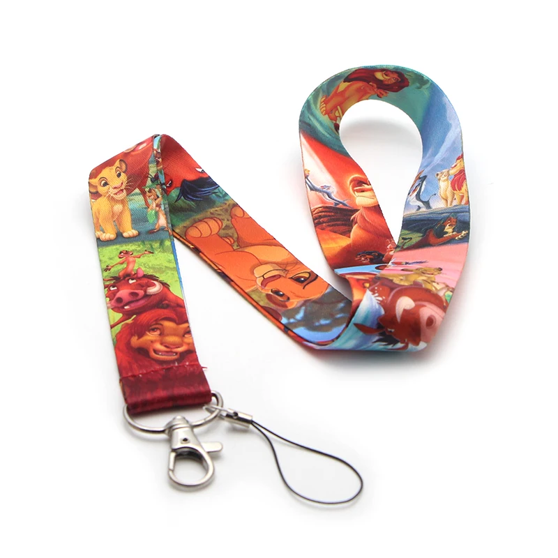 Lion king cartoon lanyards for keys in mobile phone straps necklace card holders webbing ribbons keychains rope accessory E0474