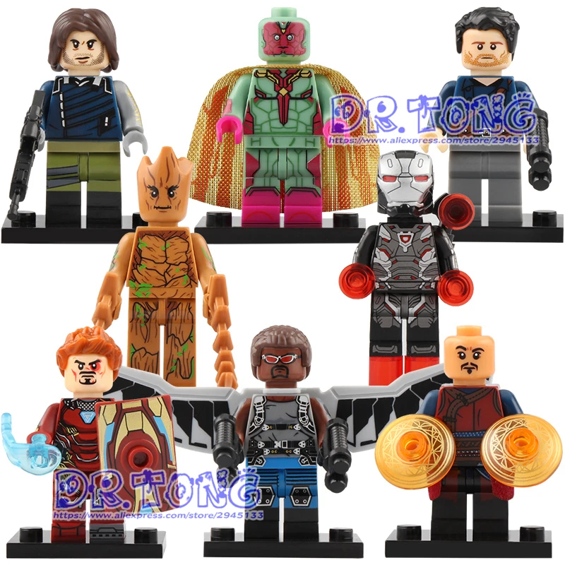 Single Sale Iron Man Falcon War Machine Tree Man Vision Building Blocks Marvel Avengers Action Figure Toys for Children X0217 Single Sale Iron Man Falcon War Machine Tree Man Vision Building Blocks Marvel Avengers Action Figure Toys for Children X0217