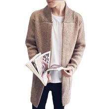 Hot Sell 2017 Middle length Men Solid Sweater Cardigan Trench Male Casual Autumn New Hot Design knitsweater
