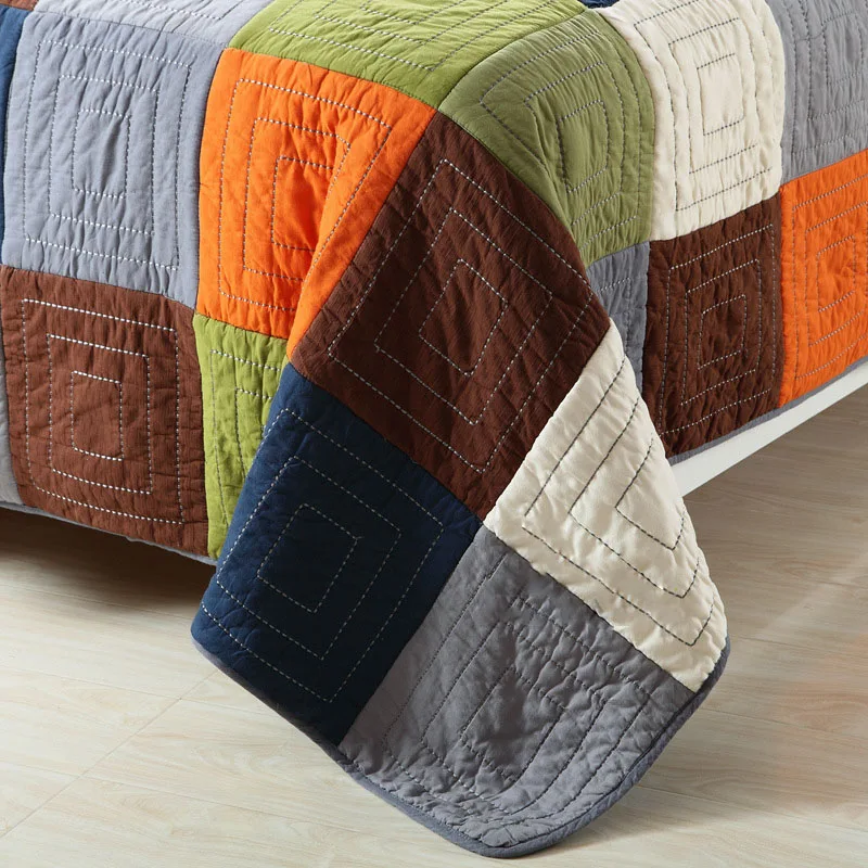 Summer Quilt Set CHAUSUB Plaid Cotton Quilt Set 3PCS Bedspread King Size 240*260cm Thick Blanket for Bed Summer