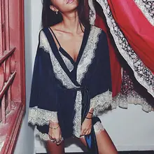 3 шт. женское нижнее белье кружевное нижнее белье комплекты нижнего белья Ночная пижама с длинными рукавами ночная халат шорты топы на бретелях