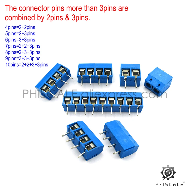 PHISCALE KF301 5 08 мм Шаг 2 10Pin PCB винтовой клеммный блок коннектор может быть сращён 2Pin 3Pin