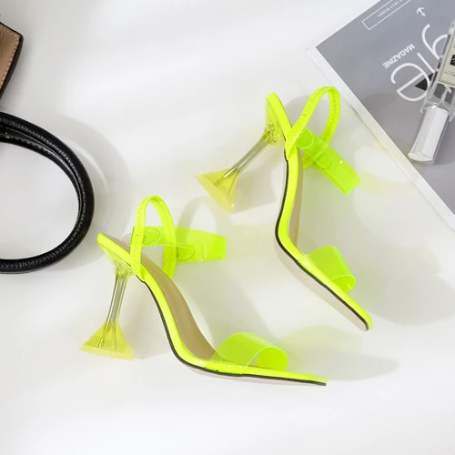 

Odinokov 2019 New PVC Women Sandals Sexy Clear Transparent Ankle Strap High Heels Party Sandals Jelly Shoes Plastic Sandals