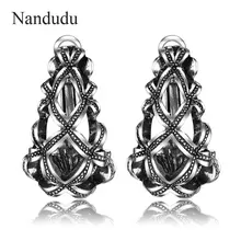 Nandudu геометрические сережки с крестом, тайские серебреные сережки, антикварные ювелирные изделия, Ретро дизайн, Женские винтажные сережки CE510