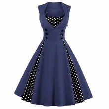 Vintage Women Dress 50s 60s Sleeveless 1950s vestido de festa 2017 Knee-Length Women's Party Dresses