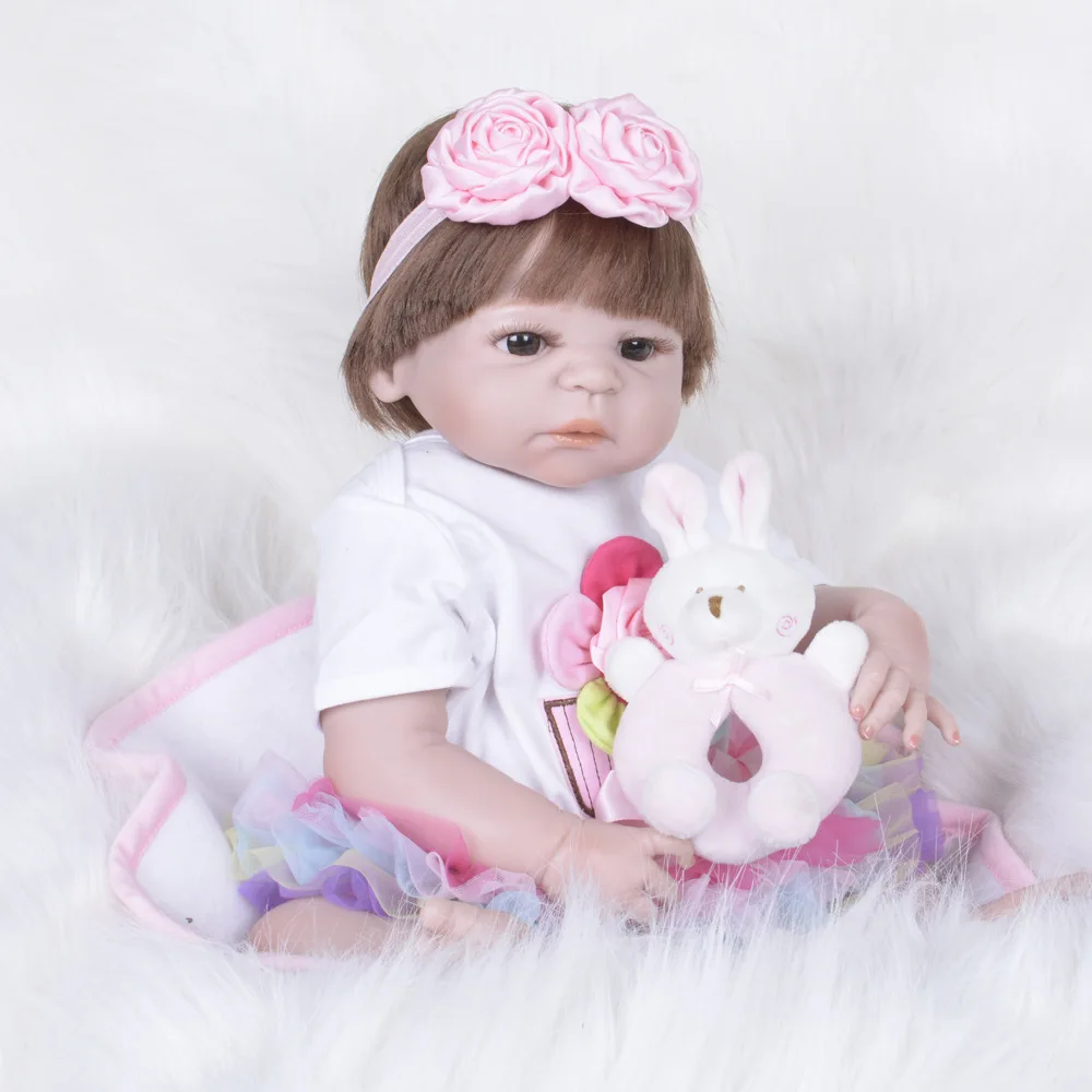 

Full Vinyl Body Silicone Reborn Baby Dolls 55cm Soft Lifelike Bebe Babies Kids Birthday Gift Bath Toys