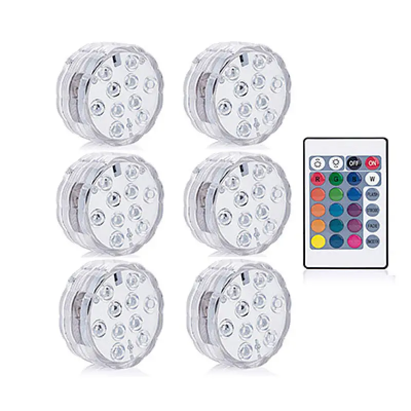 1 Remote 6 Light 10 светодиодный RGB Светодиодный подводный светильник для пруда погружной IP67 водонепроницаемый светильник для бассейна на батарейках для свадебной вечеринки - Испускаемый цвет: 1 Remote 6 Light