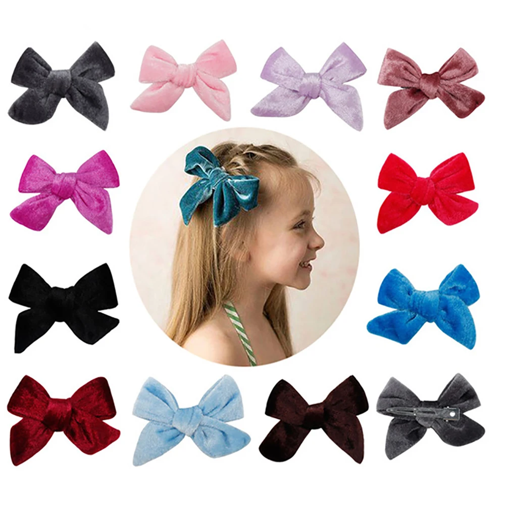 

Hair Accessories Hair Bows for Girls Velvet Hair Clips for Kids Tiny Barrettes 11 Pcs Solid Hairgrips Hair Accessories