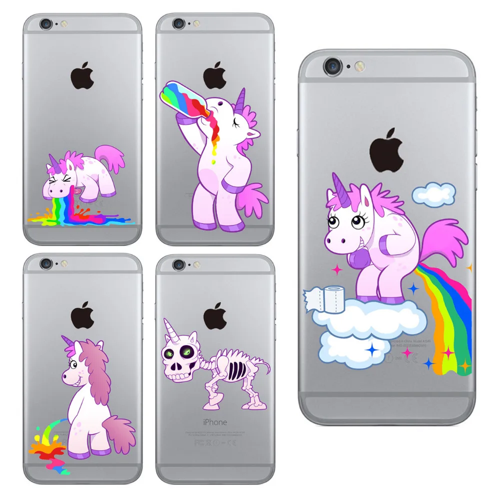 

For iPhone 5 5S SE 6 6S Case Smile Rainbow Unicorn Skull Dog Clear Skin Soft TPU Cases Fundas Cell Phone Cover Capa Coque