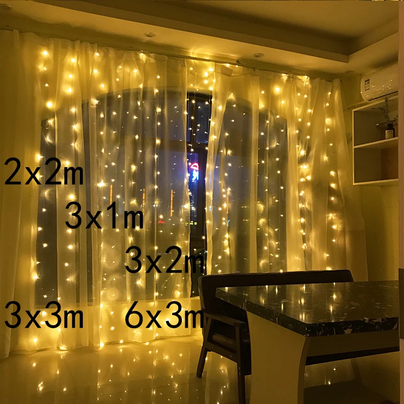 

2x2/3x1/3x2/3x3m icicle led curtain String Lights Christmas Fairy Lights garland Outdoor Wedding/Party/Curtain/Garden Decor