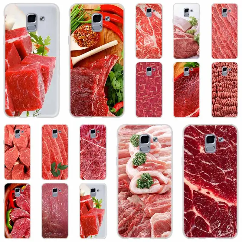 

Raw meat on white plate For Phone Case Samsung Galaxy j6 J8 J7 J5 J3 J4 Plus 2018 2017 2016 J610 Prime Soft Silicone Coque