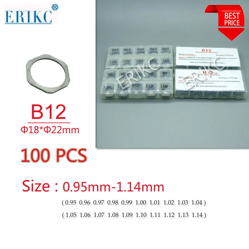 

ERIKC B12 Fuel Injector Repair Shim for Injector Injection Lift Washer Size: 0.95mm--1.14mm for 0445120 Series Injectors